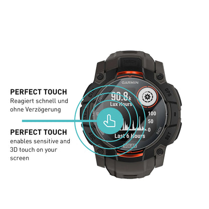 smartect Schutzglas Klar für Garmin Instinct 3 Solar 45 mm, 3 Stück