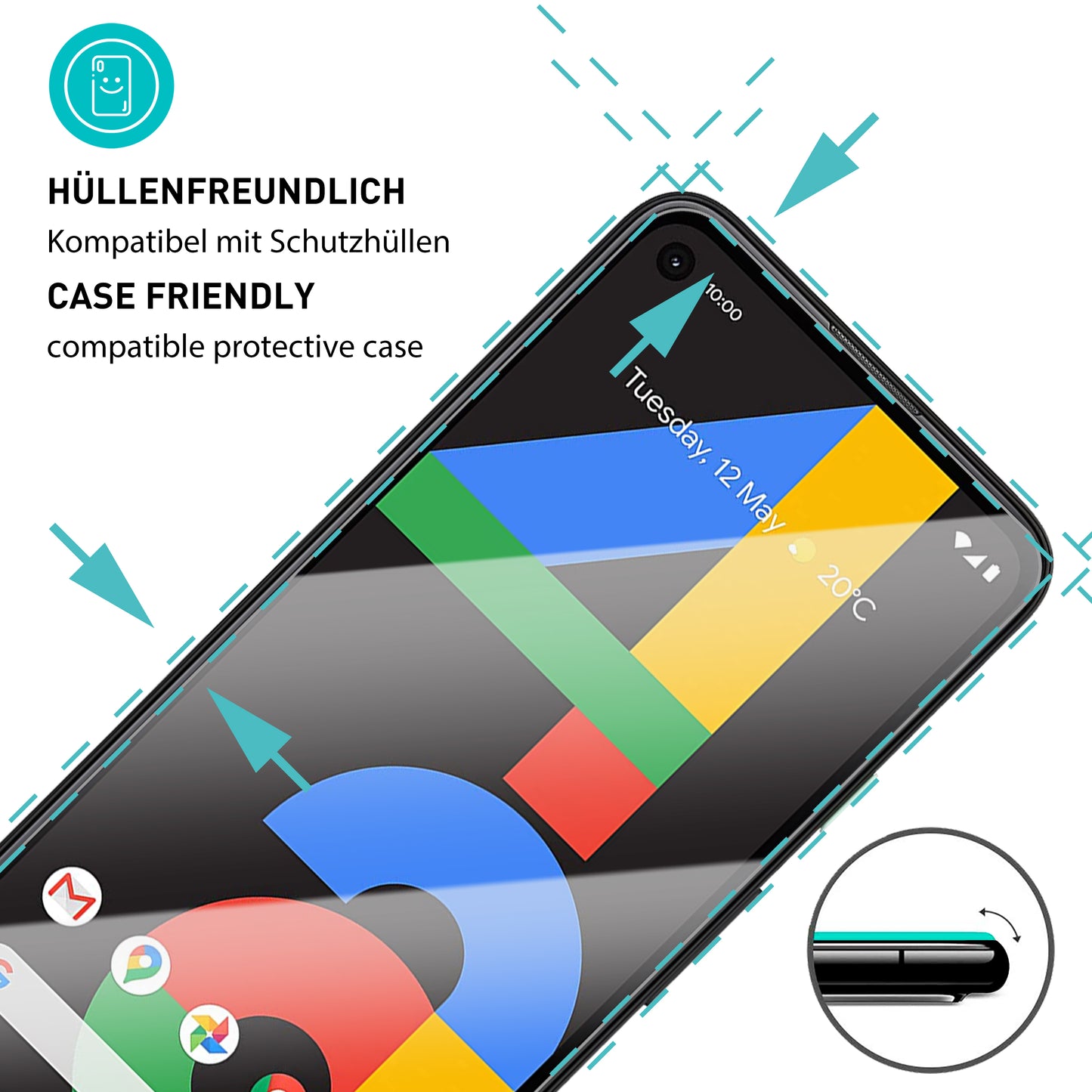 smartect Schutzglas Klar für Google Pixel 4a 4G, 3 Stück