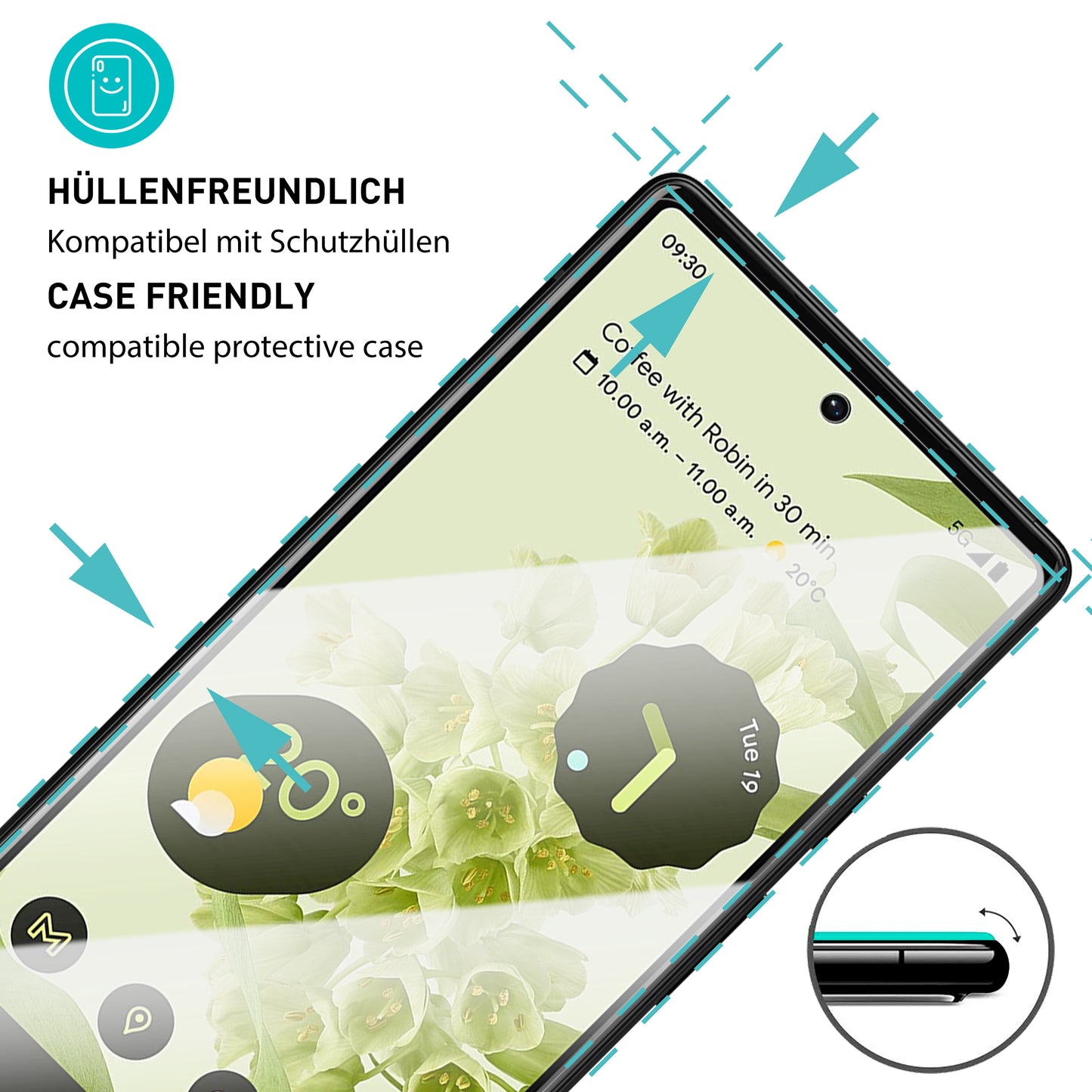 smartect Schutzglas Klar für Google Pixel 6, 3 Stück