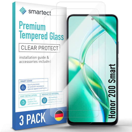 smartect Schutzglas Klar für Honor 200 Smart, 3 Stück