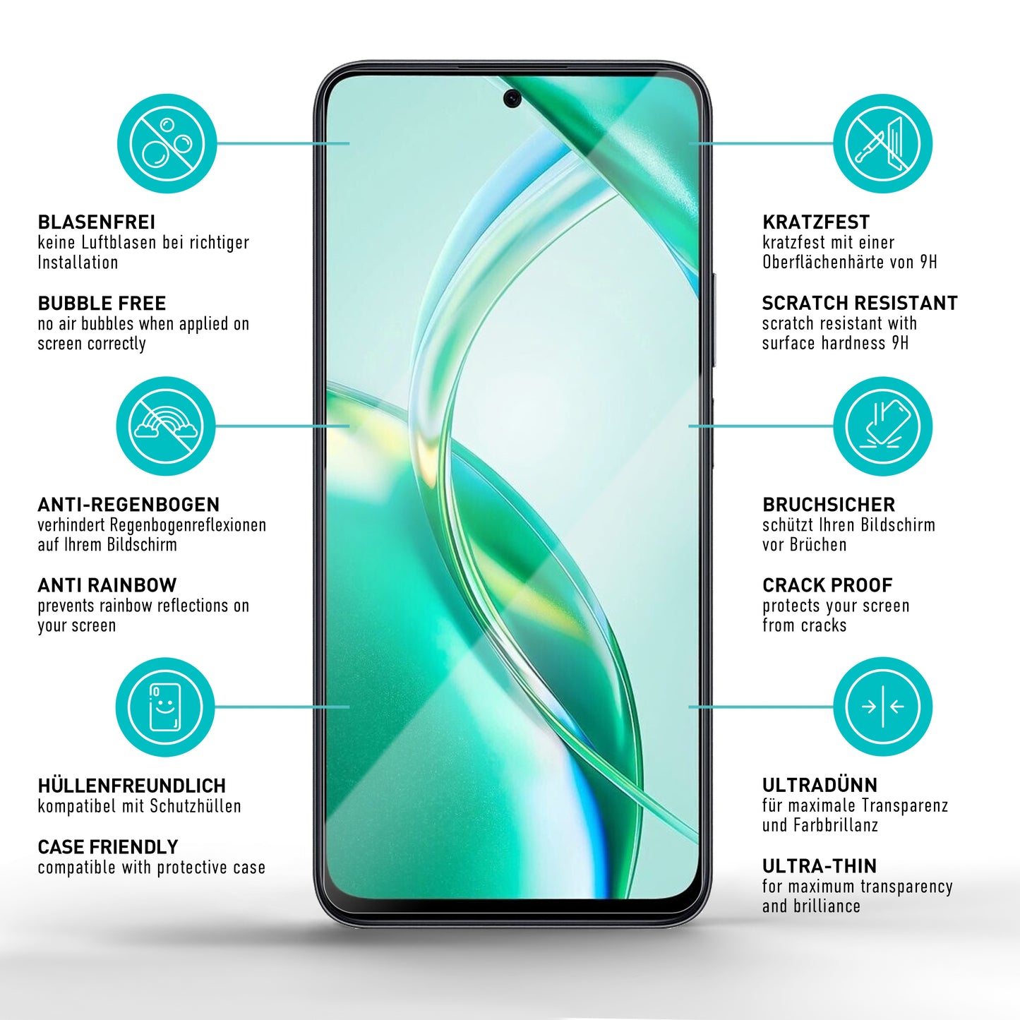 smartect Schutzglas Klar für Honor 200 Smart, 3 Stück