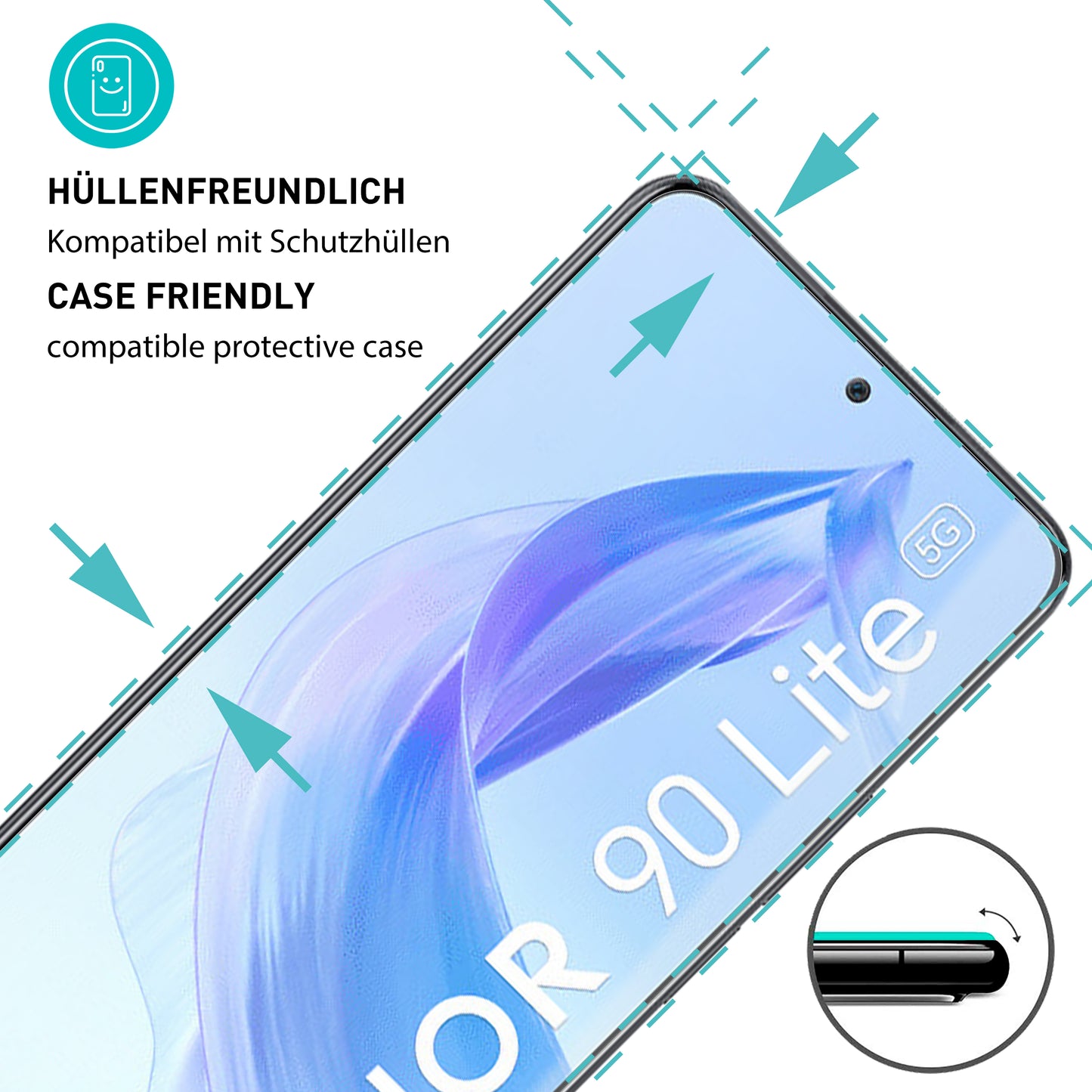 smartect Schutzglas Klar für Honor 90 Lite, 3 Stück