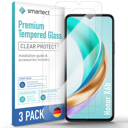 smartect Schutzglas Klar für Honor X6b, 3 Stück