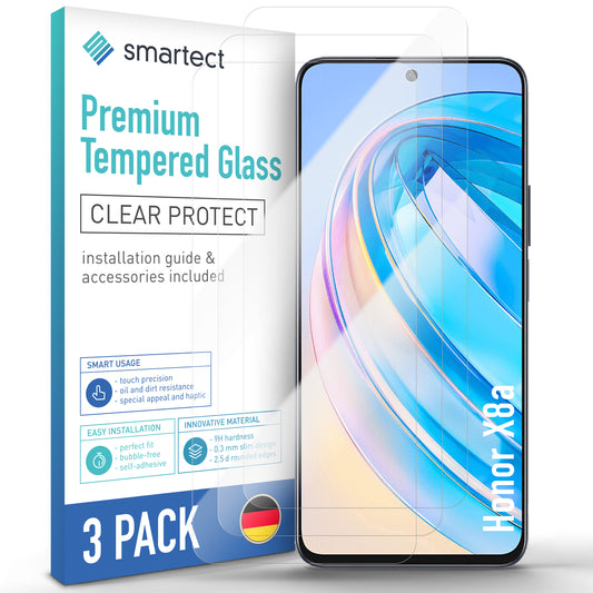 smartect Schutzglas Klar für Honor X8a, 3 Stück