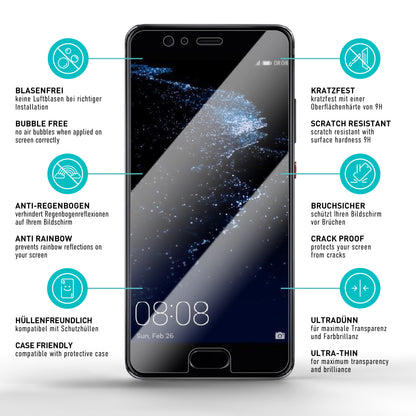 smartect Schutzglas Klar für Huawei P10 Plus, 3 Stück