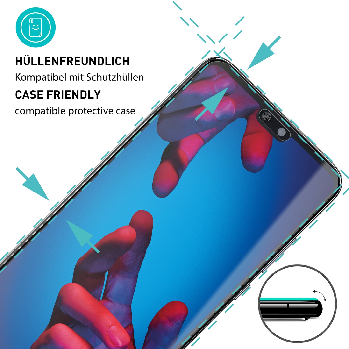 smartect Schutzglas Klar für Huawei P20, 3 Stück
