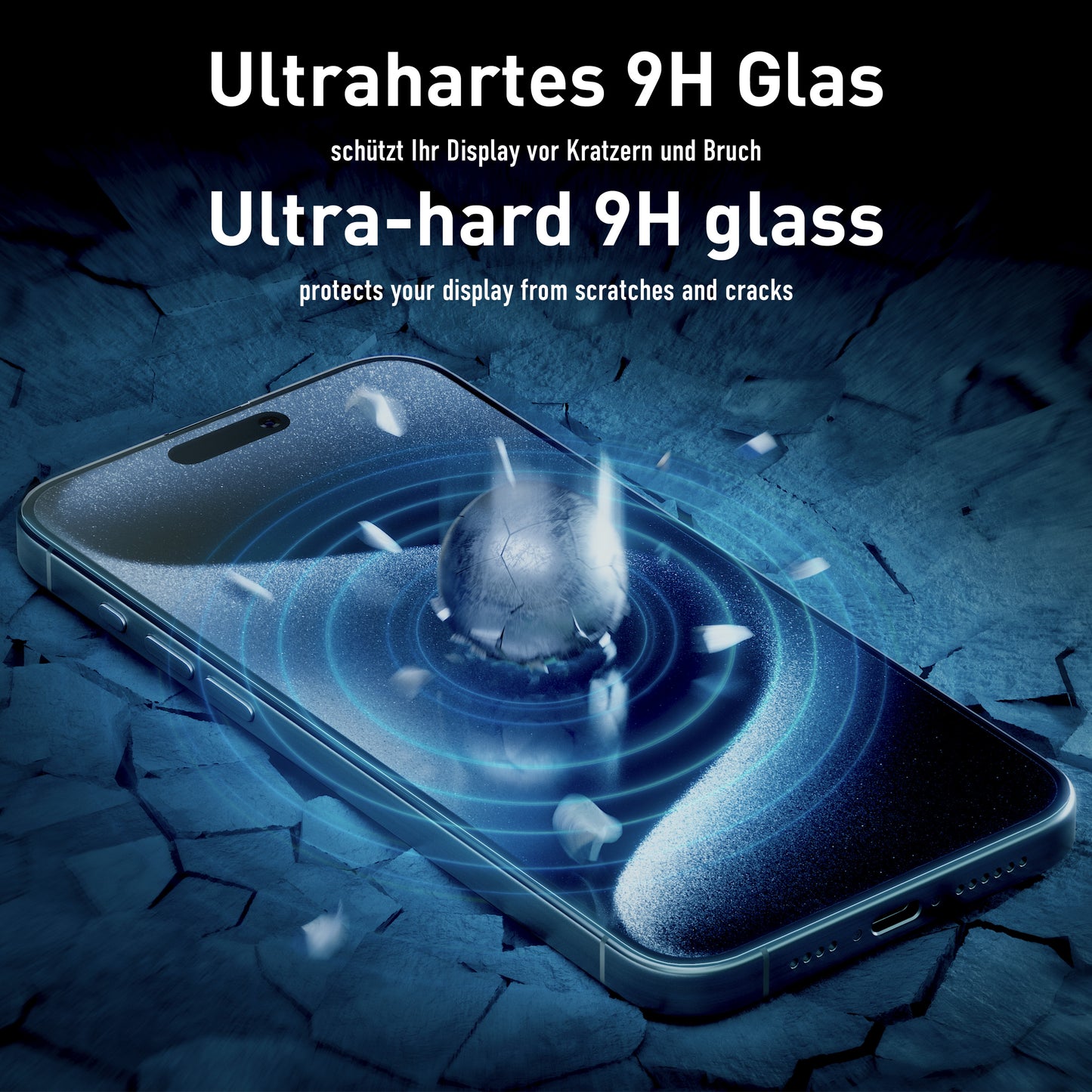 smartect Schutzglas Klar für iPhone 14 Pro Max, 3 x Front + 3 x Cam + Positionierhilfe