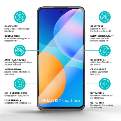 smartect Schutzglas Klar für Huawei P smart 2021, 3 Stück