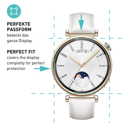 smartect Schutzglas Klar für Huawei Watch GT 4 41mm, 3 Stück