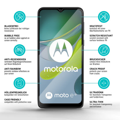 smartect Schutzglas Klar für Motorola Moto E13, 3 Stück