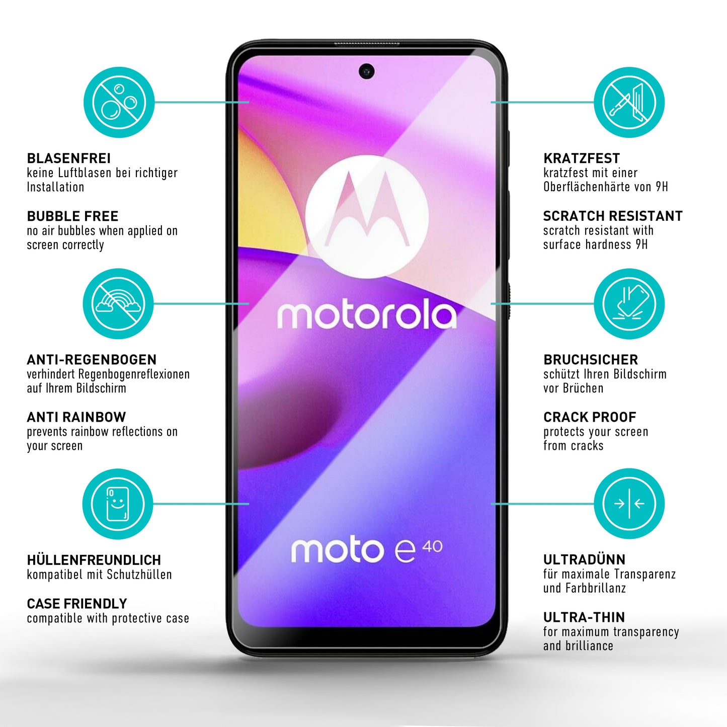 smartect Schutzglas Klar für Motorola Moto E40 / Moto E30, 3 Stück