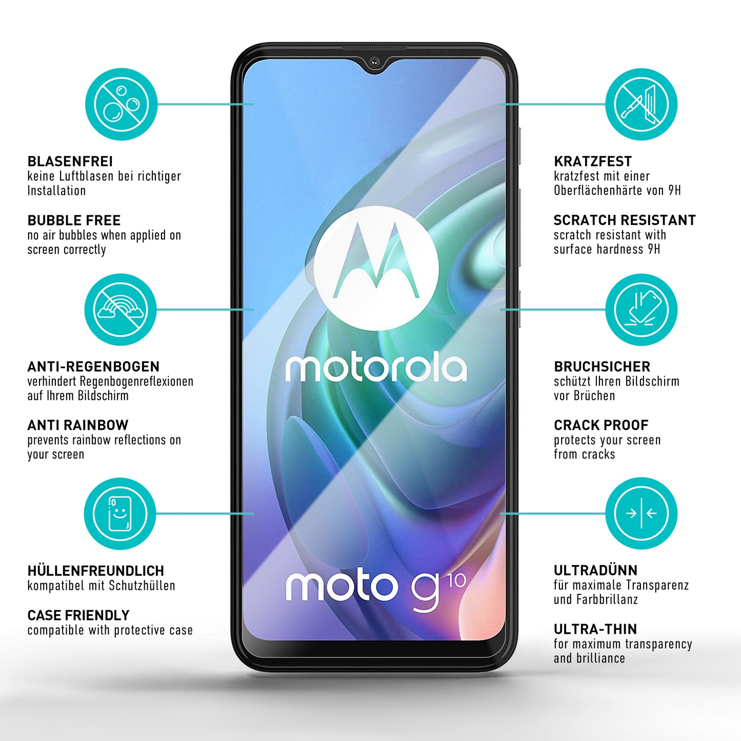 smartect Schutzglas Klar für Motorola Moto G10 / G30 / G9 Play / E7 Plus / E7 Power, 3 Stück