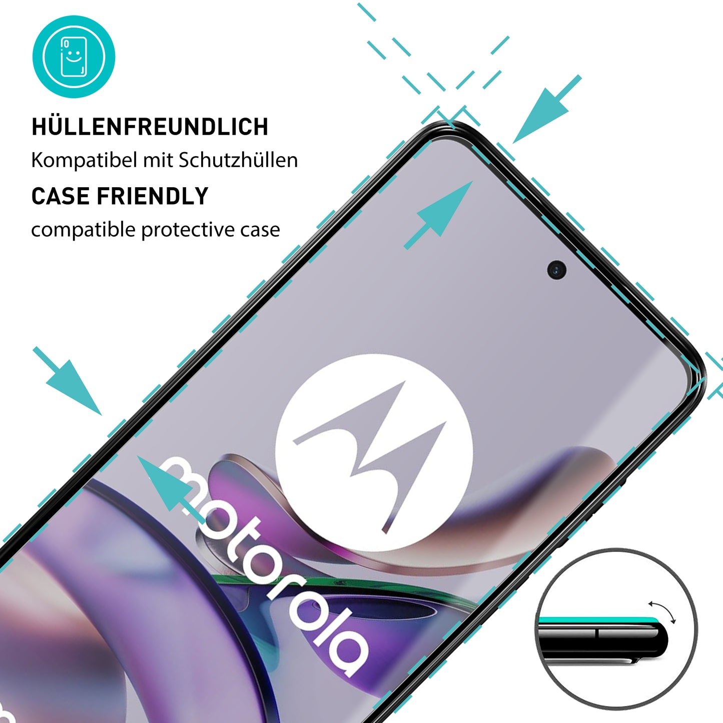 smartect Schutzglas Klar für Motorola Moto G13 / Moto G23 / Moto G53, 3 Stück