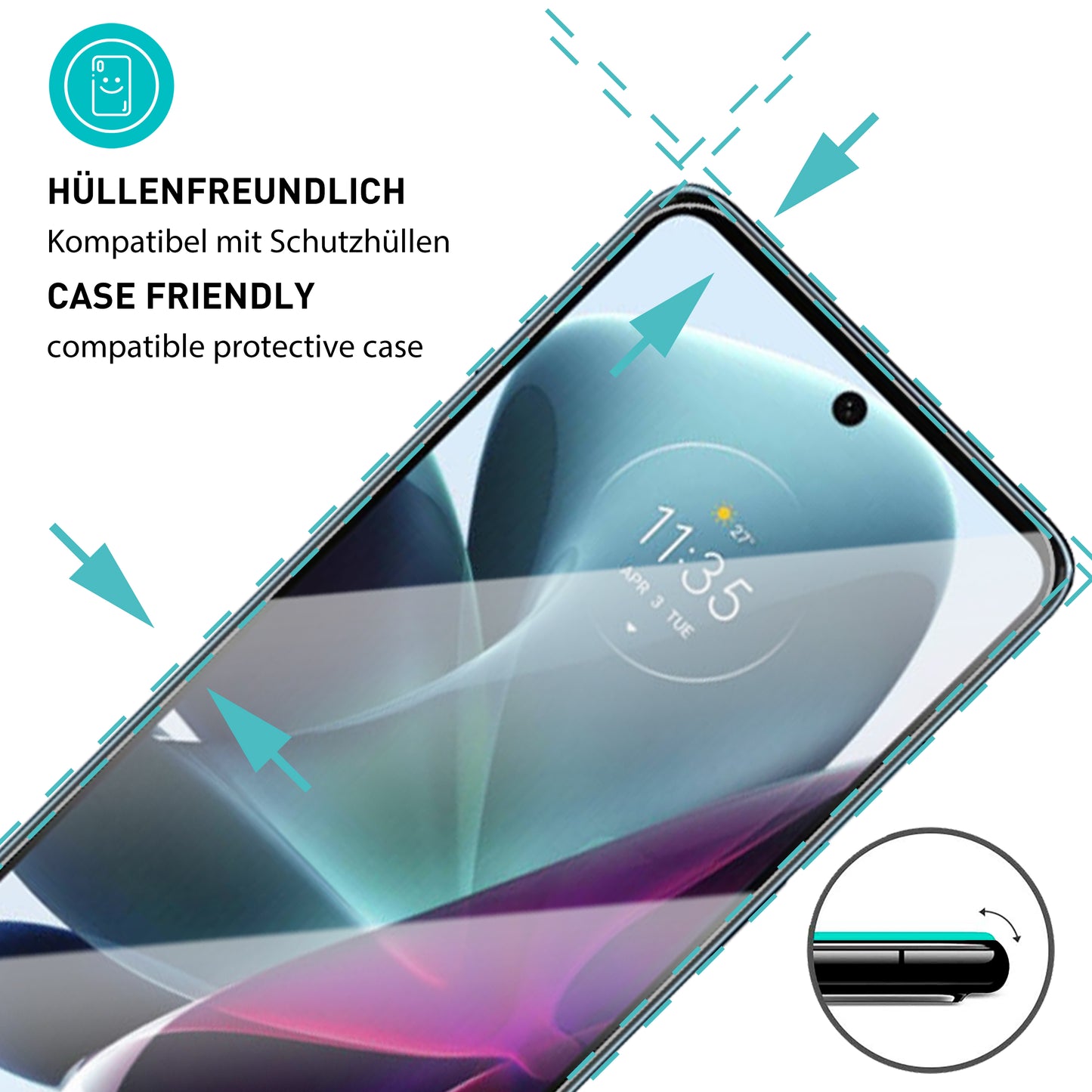 smartect Schutzglas Klar für Motorola Moto G200 5G, 3 Stück