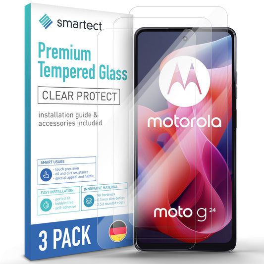 smartect Schutzglas Klar für Motorola Moto G24 / G04 / G04s, 3 Stück