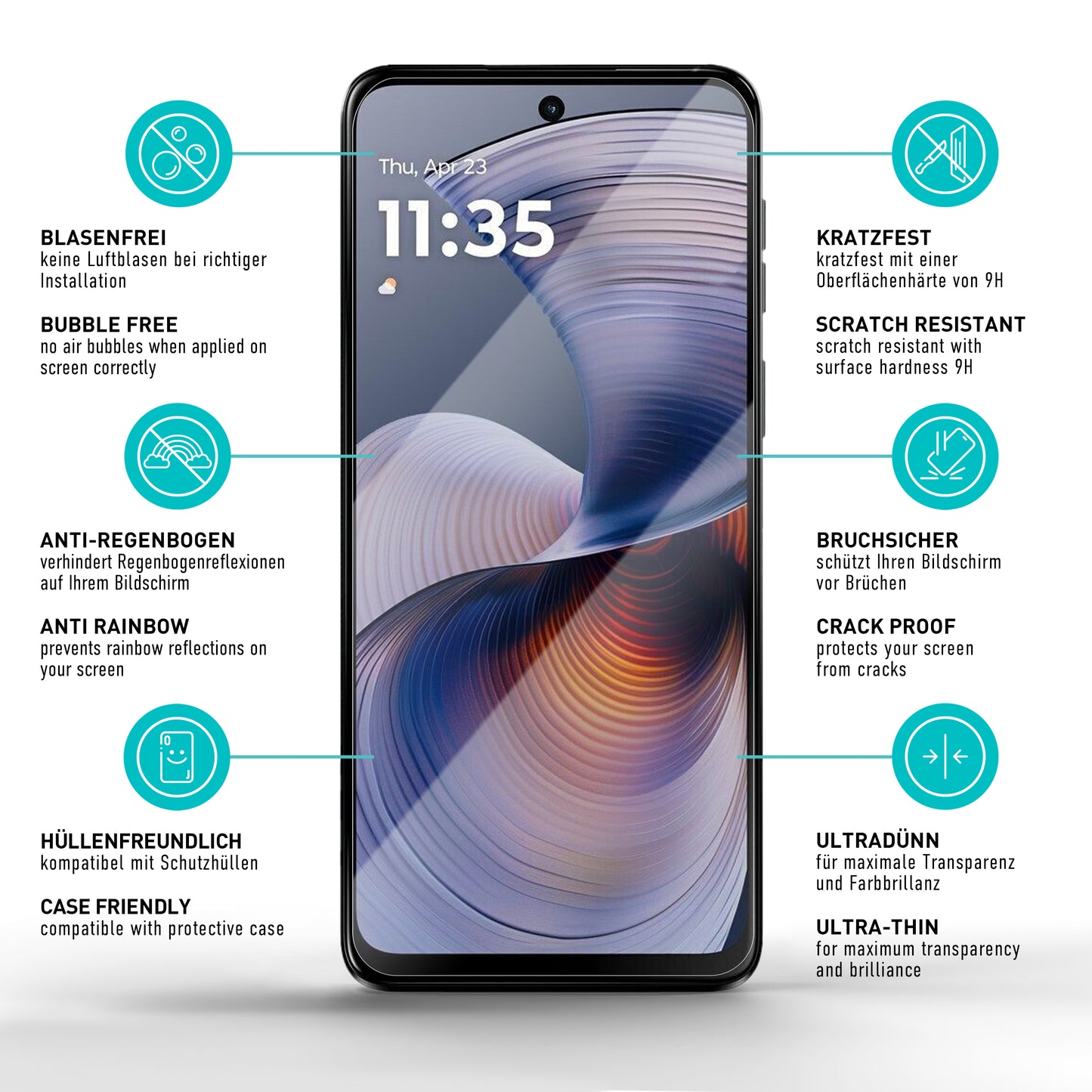 smartect Schutzglas Klar für Motorola Moto G55 5G, 3 Stück
