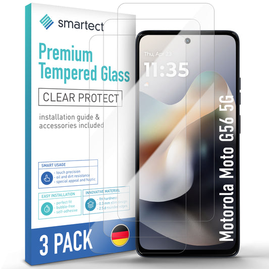 smartect Schutzglas Klar für Motorola Moto G56 5G, 3 Stück