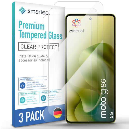 smartect Schutzglas Klar für Motorola Moto G86 5G, 3 Stück