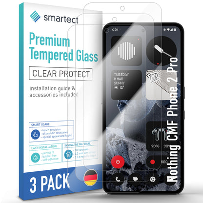 smartect Schutzglas Klar für Nothing CMF Phone 2 Pro, 3 Stück