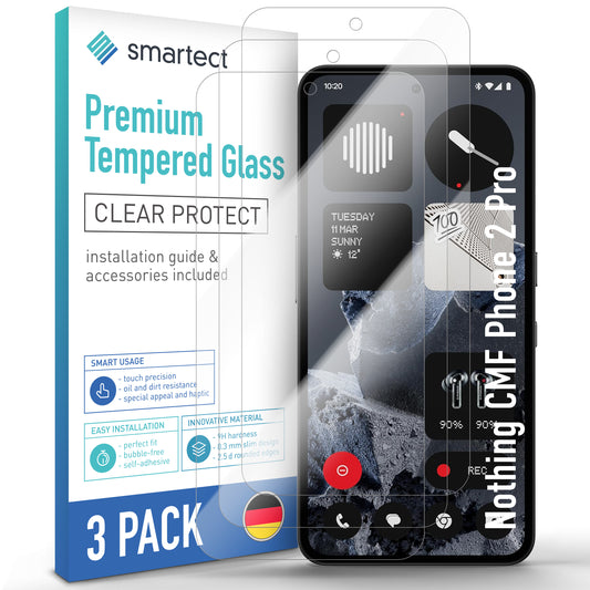 smartect Schutzglas Klar für Nothing CMF Phone 2 Pro, 3 Stück