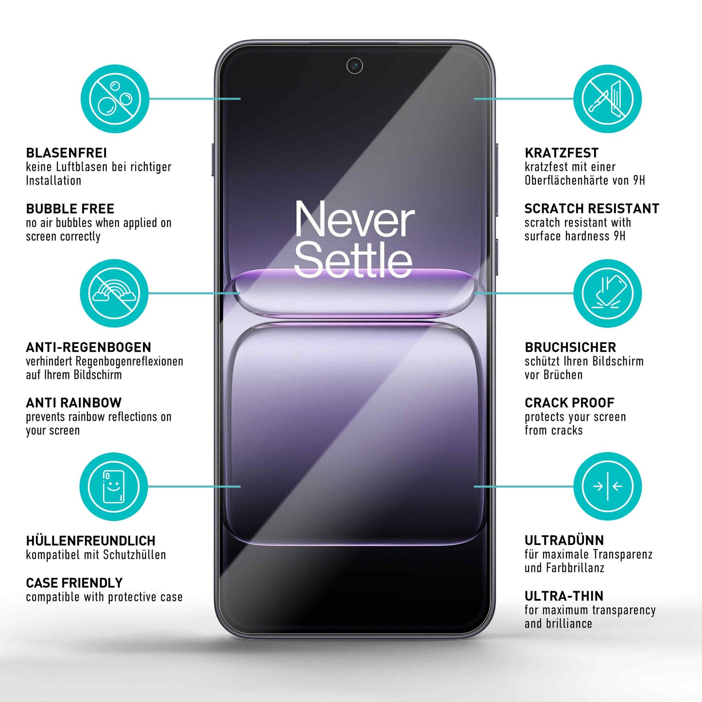 smartect Schutzglas Klar für OnePlus Nord 5, 3 Stück