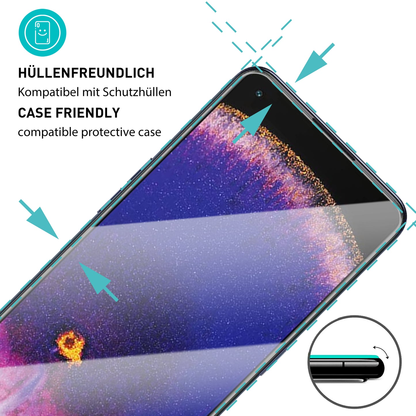 smartect Schutzglas Klar für Oppo Find X5 Lite, 3 Stück