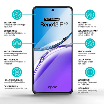 smartect Schutzglas Klar für Oppo Reno 12F / 12 FS, 3 Stück