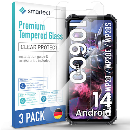 smartect Schutzglas Klar für Oukitel WP28 / WP28E / WP28S, 3 Stück