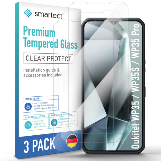 smartect Schutzglas Klar für Oukitel WP35 / WP35S / WP35 Pro, 3 Stück