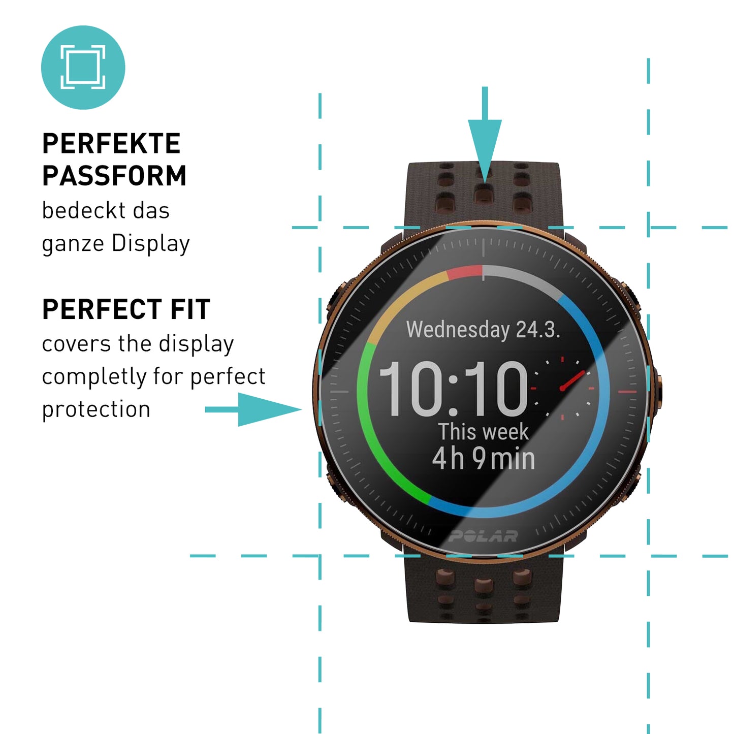 smartect Schutzglas Klar für Polar Vantage M / V / M2, 3 Stück