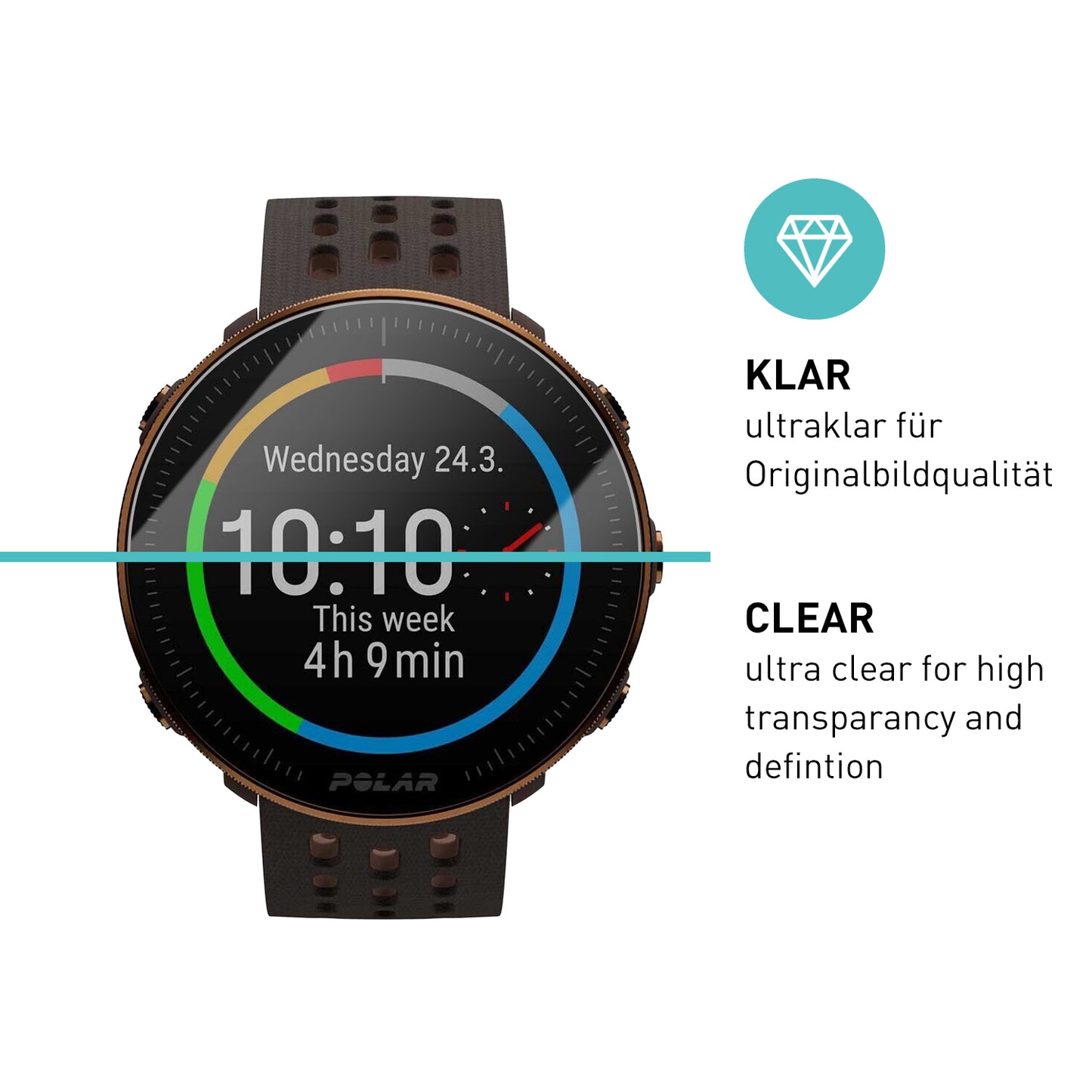 smartect Schutzglas Klar für Polar Vantage M / V / M2, 3 Stück