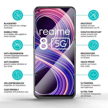 smartect Schutzglas Klar für Realme 8 5G, 3 Stück