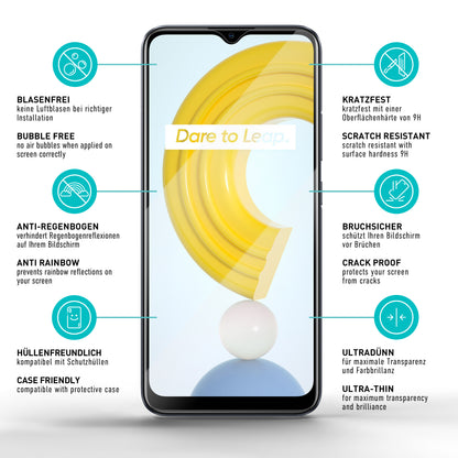 smartect Schutzglas Klar für Realme C21Y / C25Y, 3 Stück