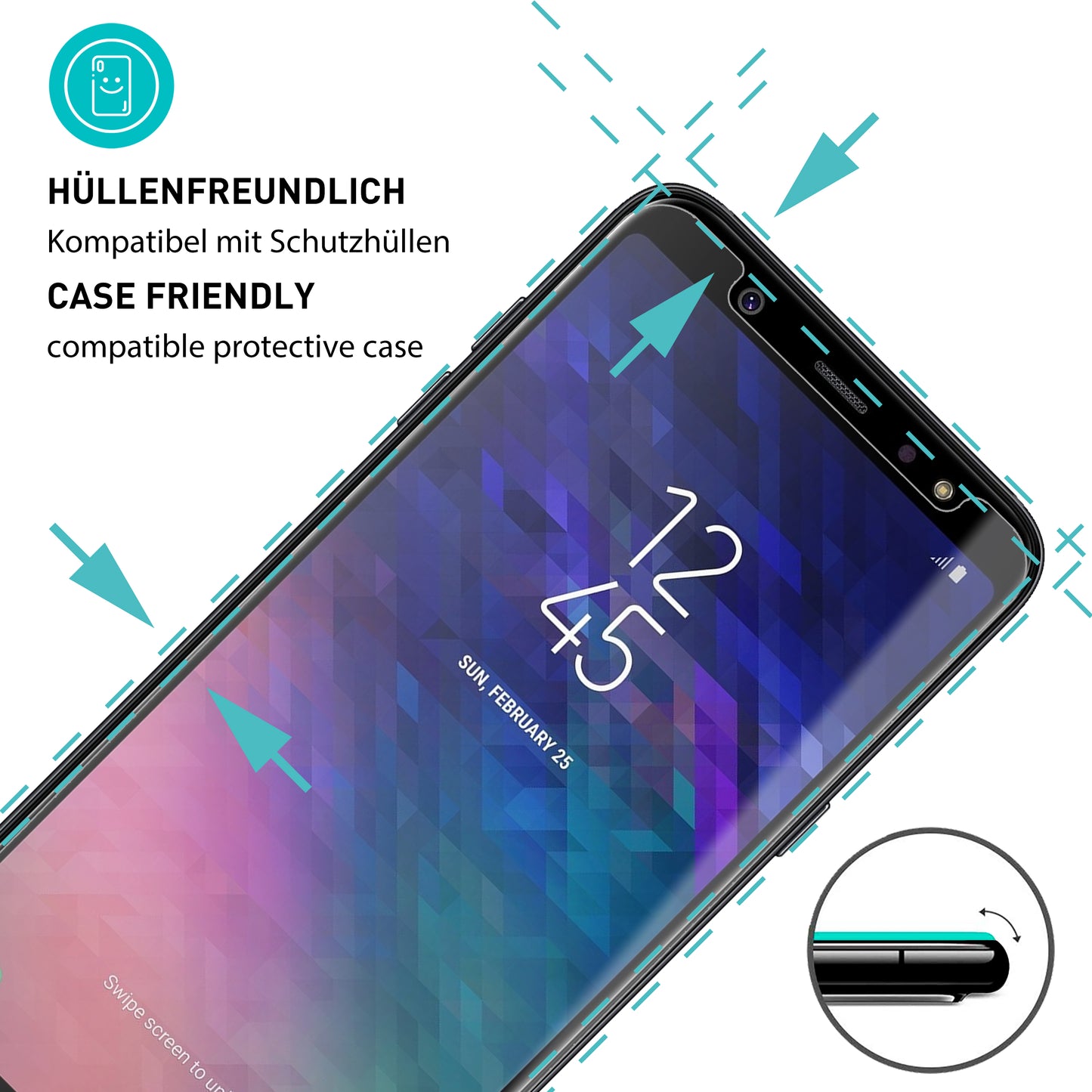 smartect Schutzglas Klar für Samsung Galaxy A6 2018, 3 Stück