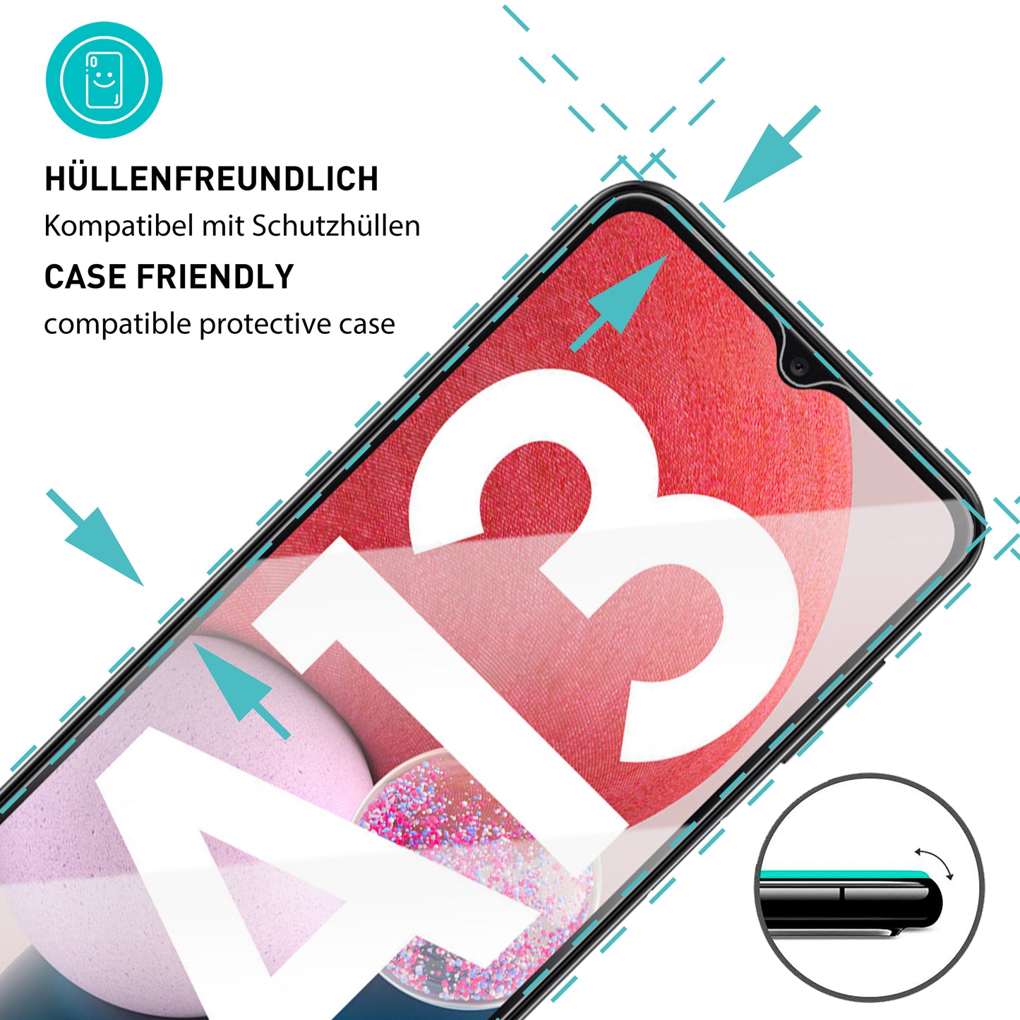 smartect Schutzglas Klar für Samsung Galaxy A13 4G & 5G, 3 Stück