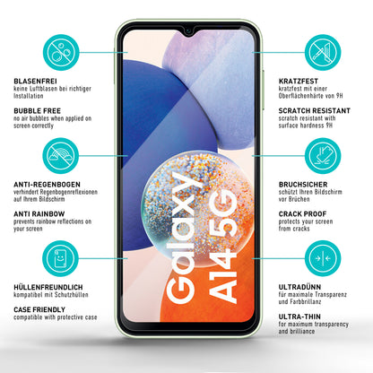 smartect Schutzglas Klar für Samsung Galaxy A14 4G & 5G, 3 Stück