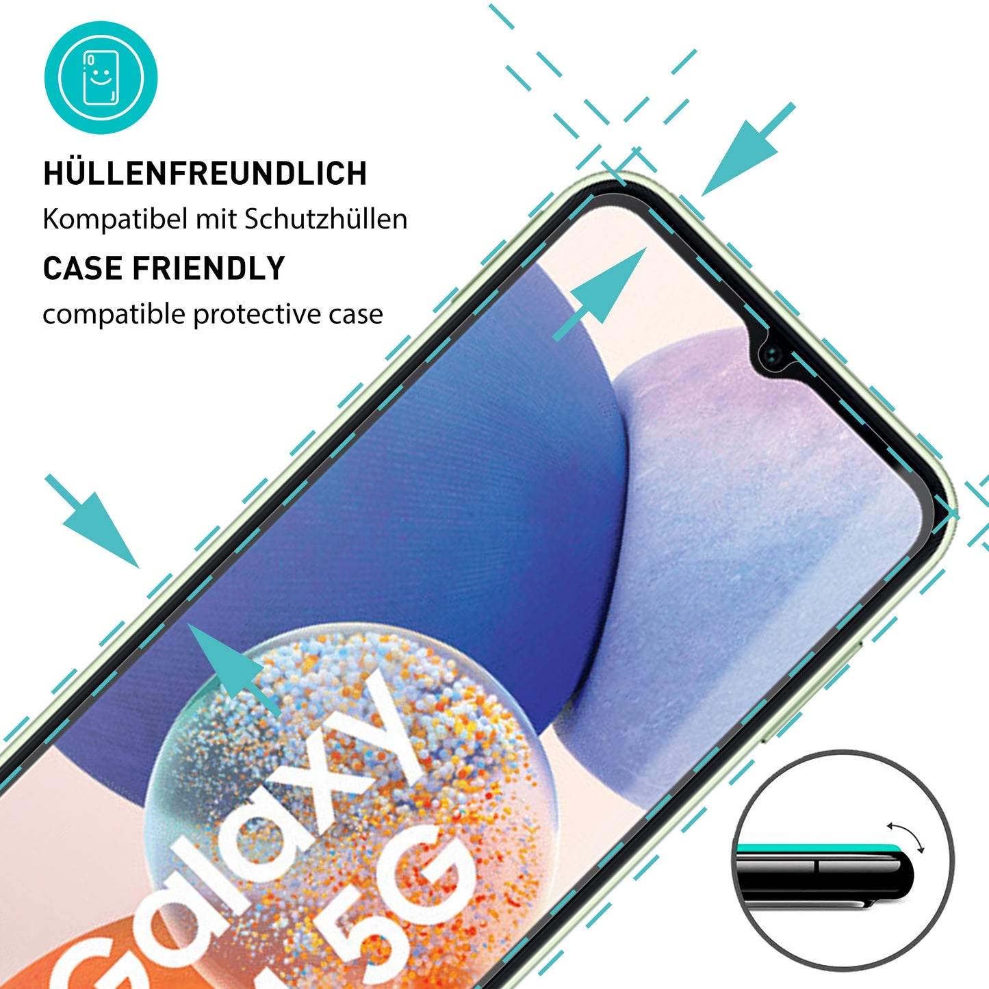 smartect Schutzglas Klar für Samsung Galaxy A14 4G & 5G, 3 Stück