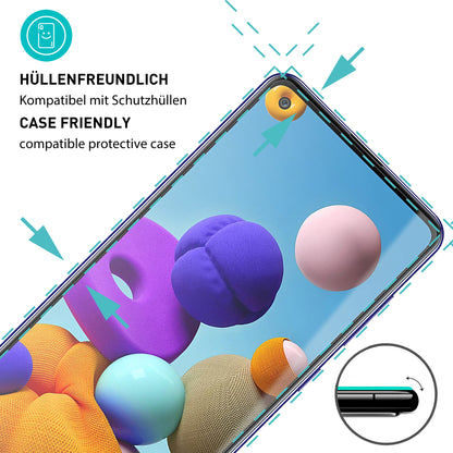 smartect Schutzglas Klar für Samsung Galaxy A21s, 3 Stück