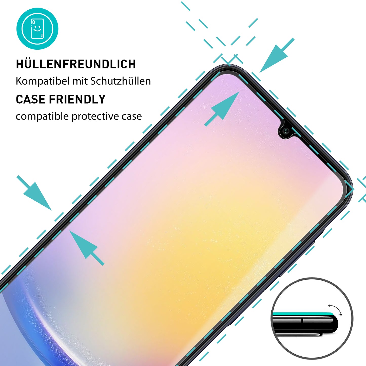 smartect Schutzglas Klar für Samsung Galaxy A25 5G / Galaxy A15 4G & 5G, 3 Stück