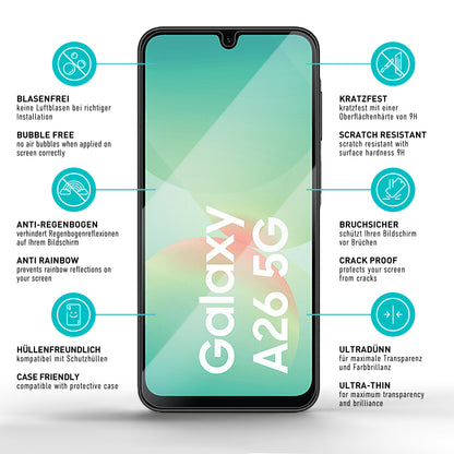 smartect Schutzglas Klar für Samsung Galaxy A26 5G, 3 Stück