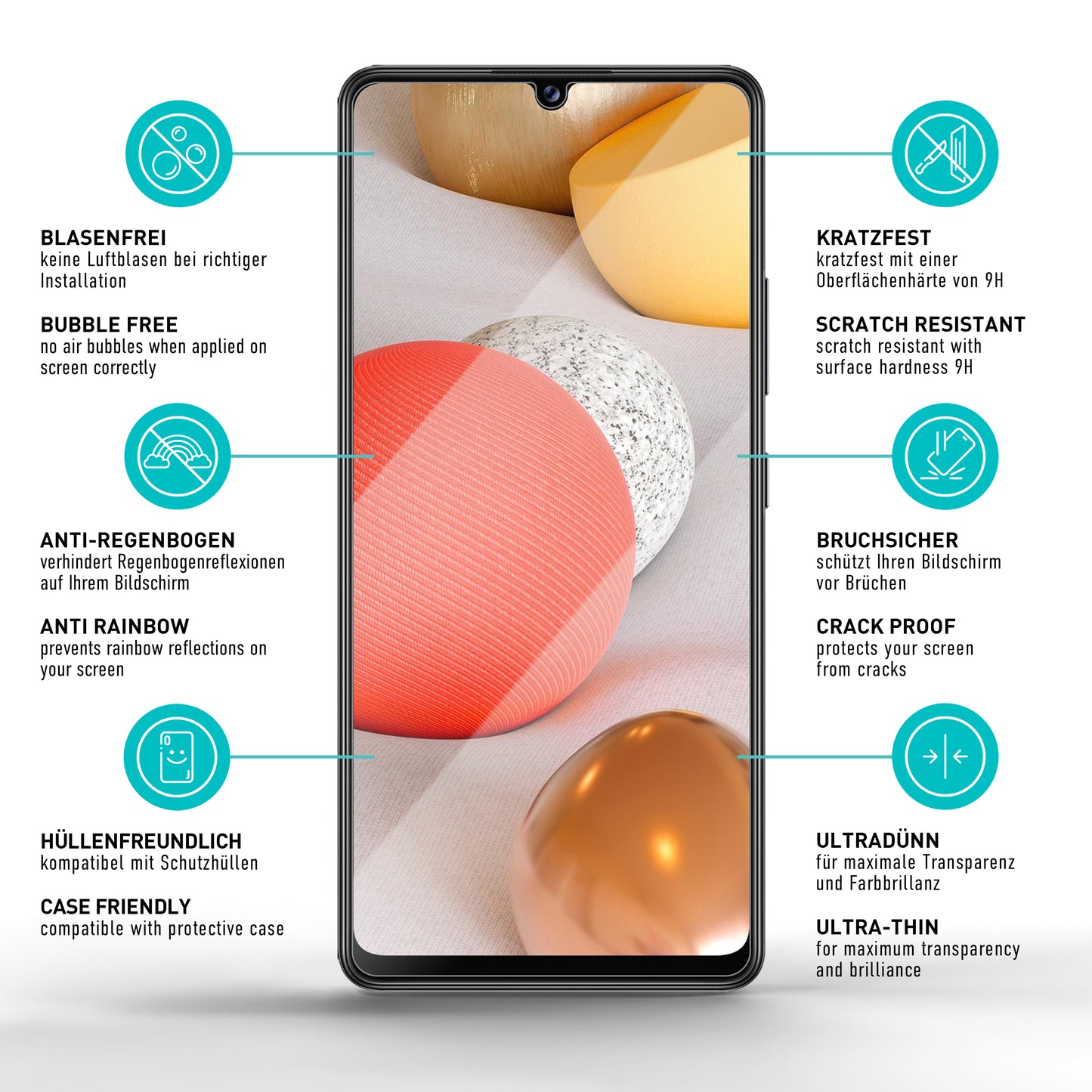 smartect Schutzglas Klar für Samsung Galaxy A42 5G, 3 Stück