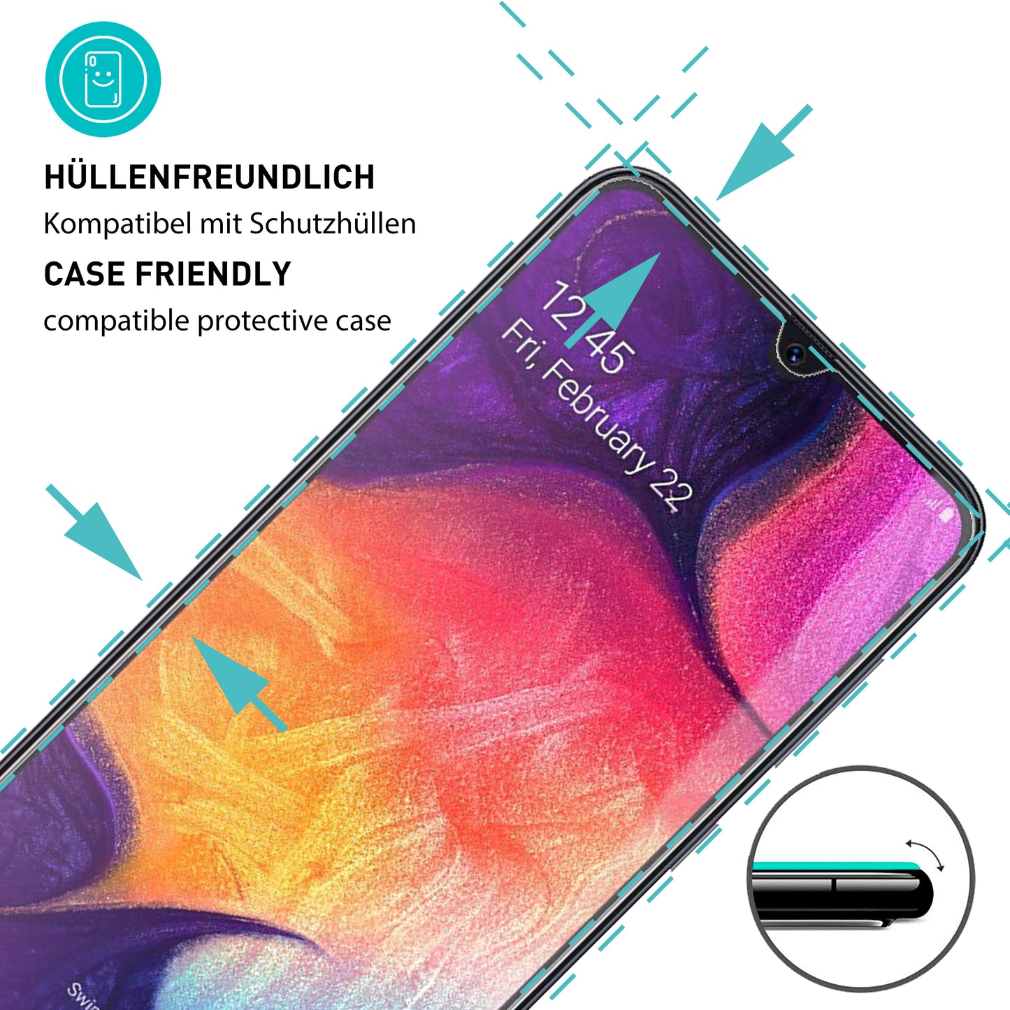 smartect Schutzglas Klar für Samsung Galaxy A50 / A50s / M30s / M31 / M21, 3 Stück