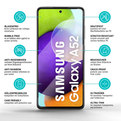 smartect Schutzglas Klar für Samsung Galaxy A52 4G / A52 5G / A52s 5G, 3 Stück