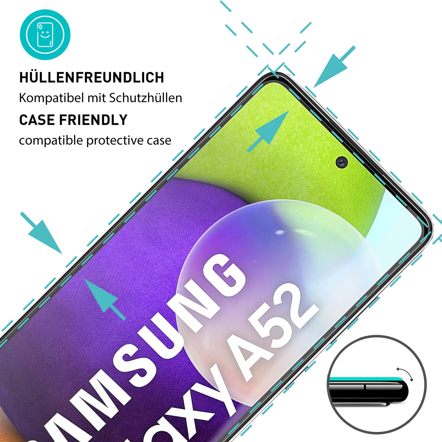 smartect Schutzglas Klar für Samsung Galaxy A52 4G / A52 5G / A52s 5G, 3 Stück