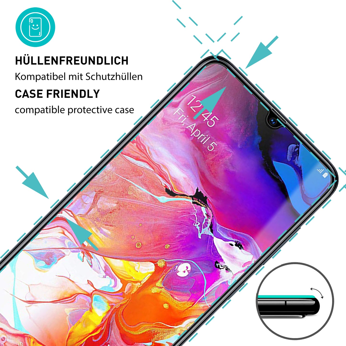 smartect Schutzglas Klar für Samsung Galaxy A70, 3 Stück