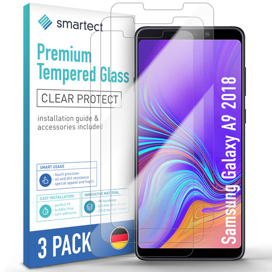 smartect Schutzglas Klar für Samsung Galaxy A9 2018, 3 Stück
