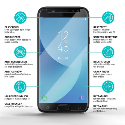 smartect Schutzglas Klar für Samsung Galaxy J3 2017, 3 Stück