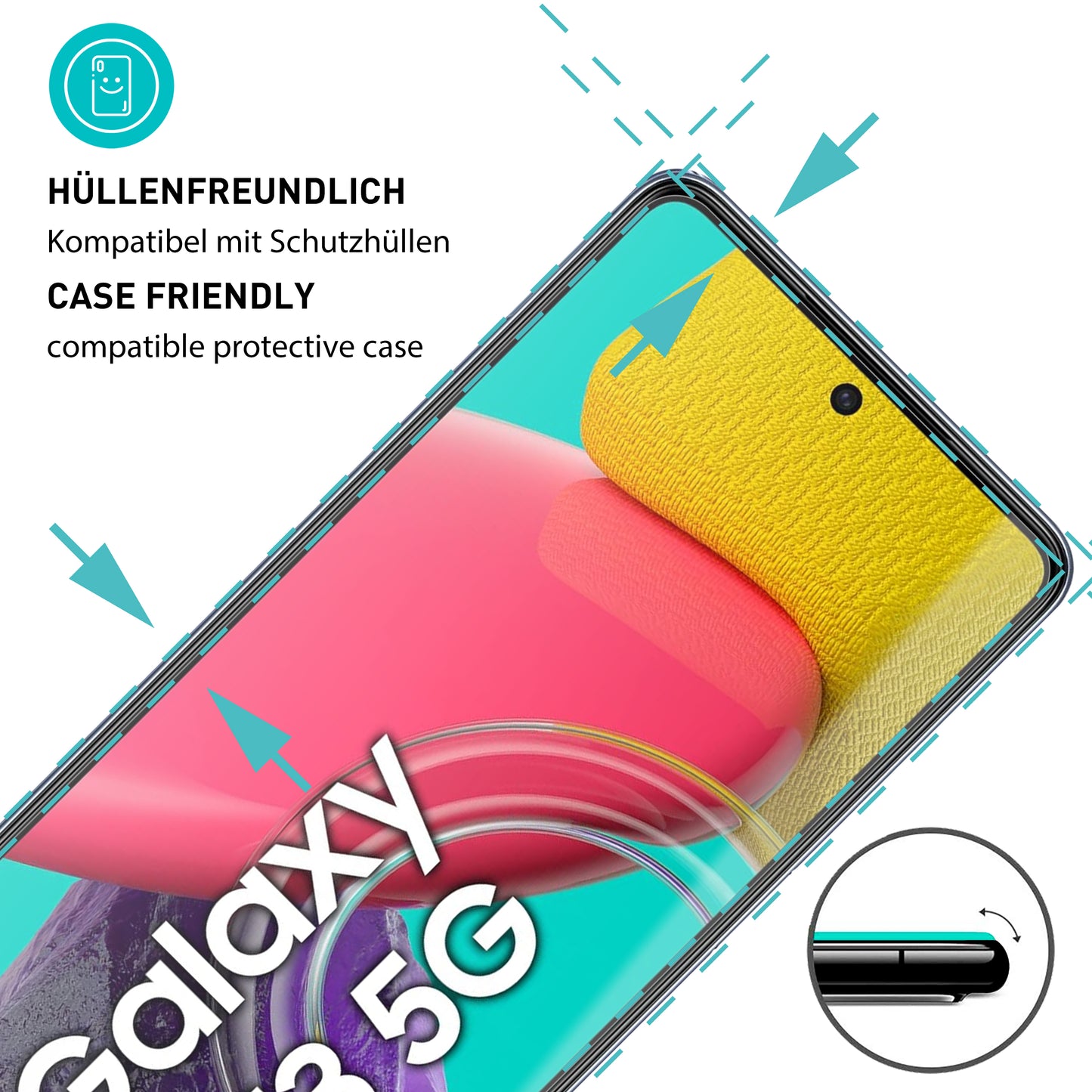 smartect Schutzglas Klar für Samsung Galaxy M53 5G, 3 Stück