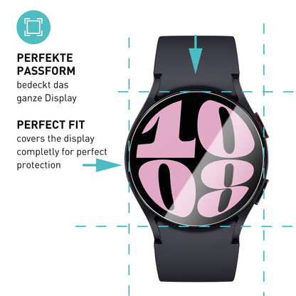 smartect Schutzglas Klar für Samsung Galaxy Watch 6 40mm, 3 Stück