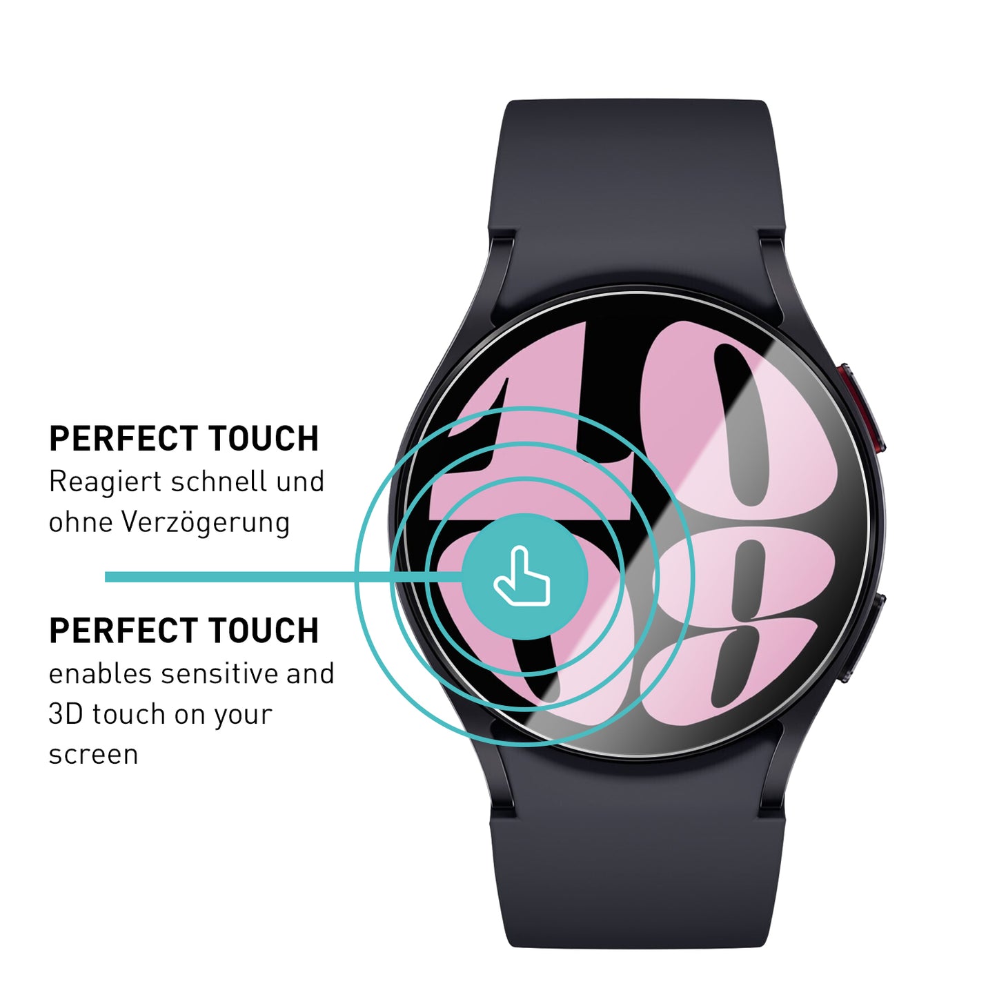 smartect Schutzglas Klar für Samsung Galaxy Watch 6 40mm, 3 Stück
